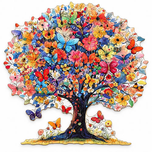Monarch Canopy butterfly tree wooden puzzle on a clean white background