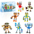 Set of building block figures with a box labeled '7-in-1 Monsters Building Blocks' on a white background.