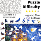 Moonlit Coastal Castle Wooden Jigsaw Puzzle - Unique Animal-Shaped Pieces