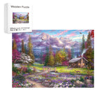 Mountain Cabin Landscape Wooden Jigsaw Puzzle Unique Animal Shaped Pieces