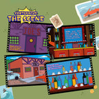 Cartoon-style depiction of a bar scene with various elements on a green background.