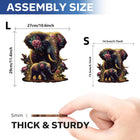 Mystical Elephant Family Wooden Puzzle Unique Shaped Pieces & Floral Art