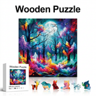 Mystical Ghost Forest Wooden Jigsaw Puzzle Fantasy Animal Shaped Art Puzzle
