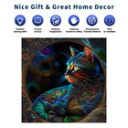 Mystical Rainbow Cat Wooden Jigsaw Puzzle Unique Animal-Shaped Pieces