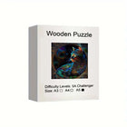 Mystical Rainbow Cat Wooden Jigsaw Puzzle Unique Animal-Shaped Pieces