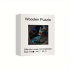 Mystical Rainbow Cat Wooden Jigsaw Puzzle Unique Animal-Shaped Pieces