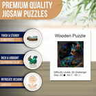 Mystical Rainbow Cat Wooden Jigsaw Puzzle Unique Animal-Shaped Pieces