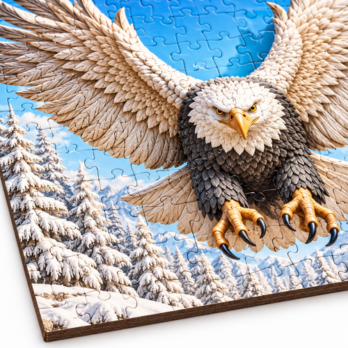 3D Carved Eagle Jigsaw Puzzle 1000 Pieces - Realistic Relief Art - alternate view
