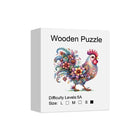 Mindful Dawn: Colorful Whimsical Rooster High-Difficulty Wood Jigsaw
