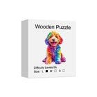 Playful Spectrum: High-Difficulty Colorful Cartoon Dog Wooden Puzzle