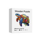 Floral Reef: Flower Sea Turtle Irregular Wood Jigsaw