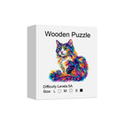 Chromatic Whisker: Colored Cat Irregular Animal Wood Jigsaw
