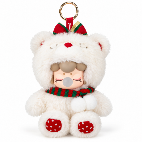 Rolife Nanci Christmas Bear Plush Pendant MN002 - Holiday Keychain & Charm - main white studio