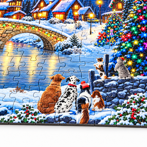 Christmas Town 500 Piece Jigsaw Puzzle 18x11 In Holiday Gift - alternate view