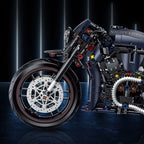Detailed model motorcycle with intricate design on a dark background