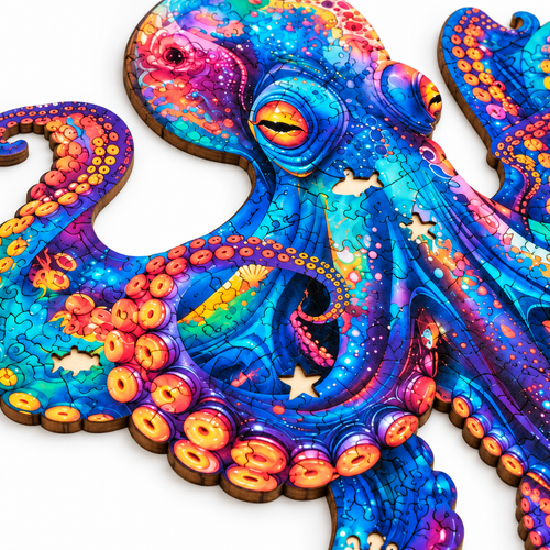 Colorful Octopus Wooden Puzzle - 200 Whimsy Pieces - alternate view