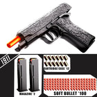 M1911 Engraved Pattern Soft Bullet Pistol Gun - Shell Throwing Blowback Blaster