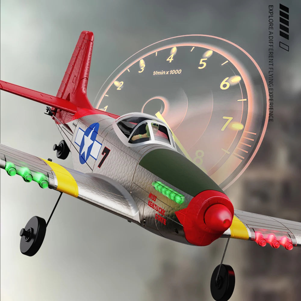 Model airplane with a blurred speedometer in the background