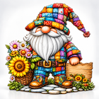 Patchwork Gnome Sunflower Wooden Jigsaw Puzzle Home Decor Gift