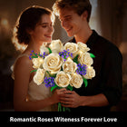 16 Champagne White Roses Building Blocks - 523PCS Botanical Set with Lights