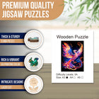 Phoenix Bird Wooden Jigsaw Puzzle Unique Animal-Shaped Pieces Colorful Art