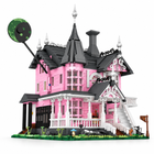 Pink Gothic Castle 2826-piece building block set assembled, front three-quarter hero view