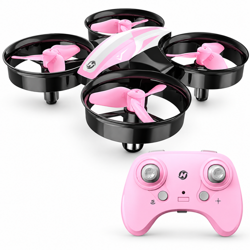 Pink HS210 mini nano drone with matching remote controller