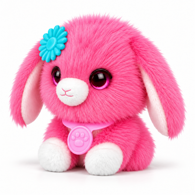 Pink Rescue Pet bunny, left-facing three-quarter studio product image