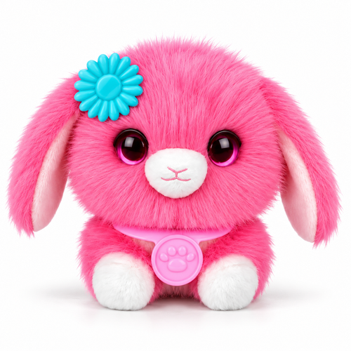 Pink Rescue Pet mystery plush bunny on white background - Toylvia
