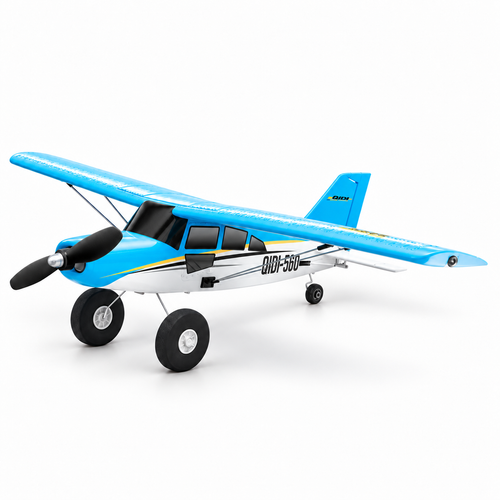 Blue Qidi560 Moore M7 airplane only on white studio background