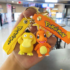 Charmander and Psyduck Pokémon plush keychain hangers with logo straps