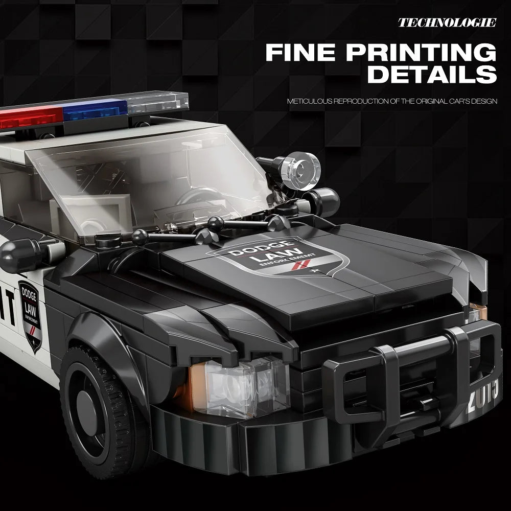 Model police car with detailed design on a dark background