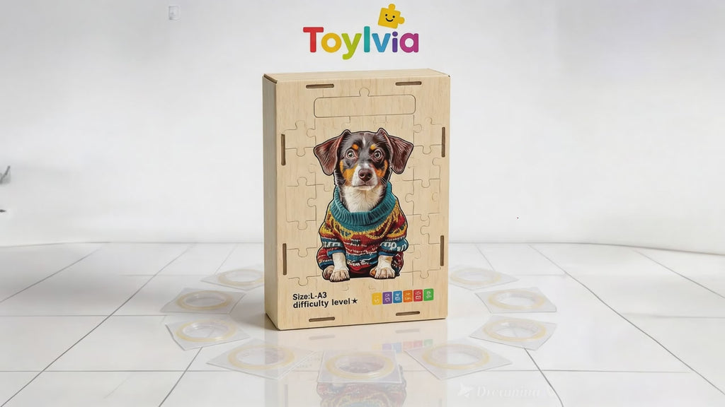 Video preview of the Toylvia wooden dog jigsaw puzzle for adults and kids
