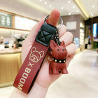 Punk French Bulldog Keychain - PU Leather Dog Bag & Car Keyring | Toylvia™