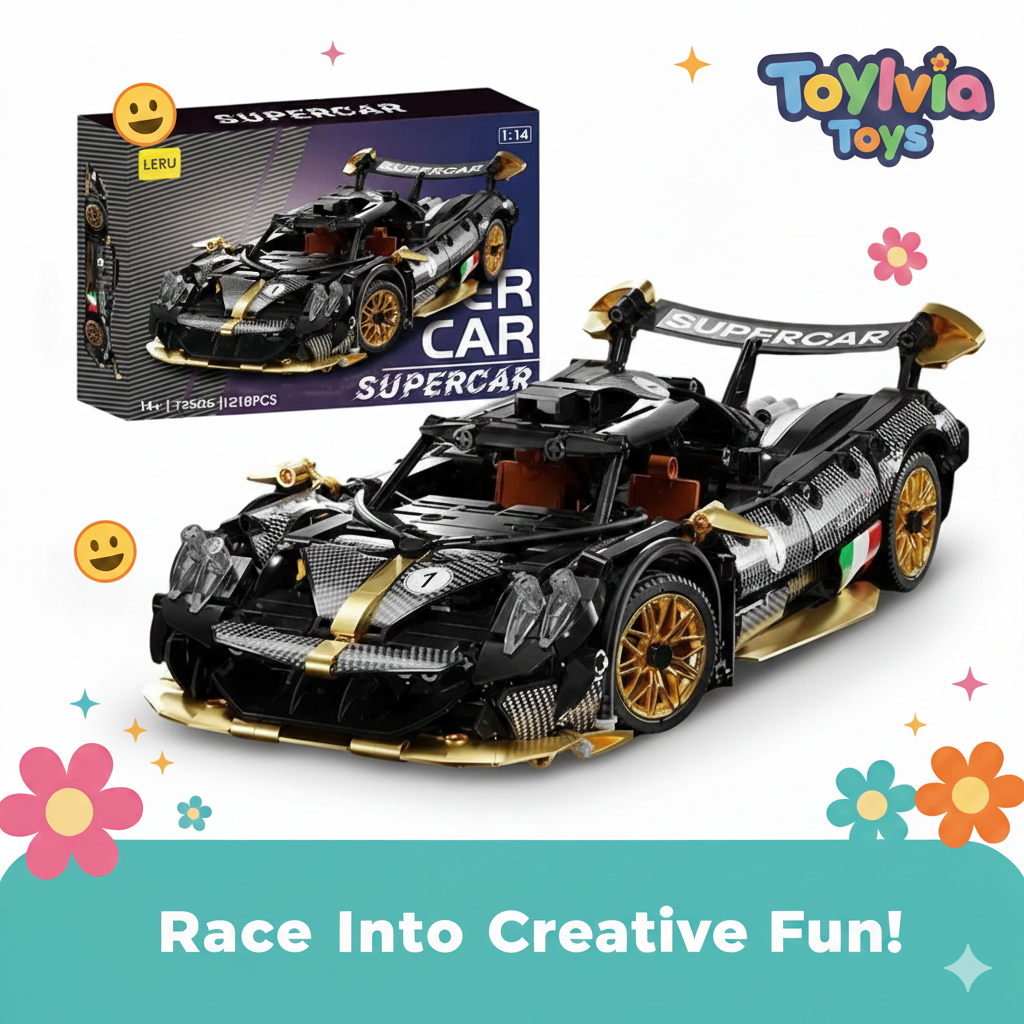 Toy car with packaging and 'Toyivia Toys' branding on a white background Main image