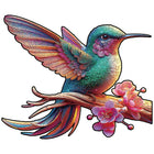 Rainbow Hummingbird Wooden Jigsaw Puzzle Unique Bird Shaped Art