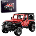 Red Wrangler-Style 4x4 Off-Road SUV Building Blocks – 1313-Piece Model Kit