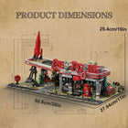 Red Abandoned Gas Station Building Set | 2221PCS Doomsday House | Toylvia
