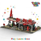 Red Abandoned Gas Station Building Set | 2221PCS Doomsday House | Toylvia