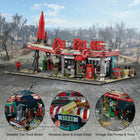 Red Abandoned Gas Station Building Set | 2221PCS Doomsday House | Toylvia