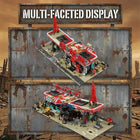 Red Abandoned Gas Station Building Set | 2221PCS Doomsday House | Toylvia