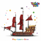 Red Sail Pirate Ship Building Set | 2776PCS Fabric Sails | ToyIvia