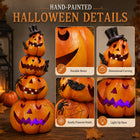 Light-Up Stacked Pumpkin Tower – 9.5-Inch Resin Halloween Decor