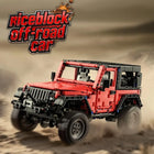 Red Wrangler-Style 4x4 Off-Road SUV Building Blocks – 1313-Piece Model Kit
