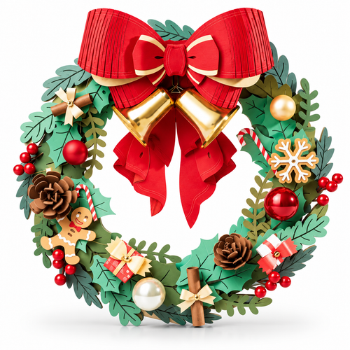 Rolife 3D Wooden Christmas Wreath centered on a white studio background