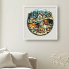 Round Wooden Jigsaw Puzzle - Fairy Tale Forest Gnome Village