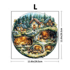 Round Wooden Jigsaw Puzzle - Fairy Tale Forest Gnome Village