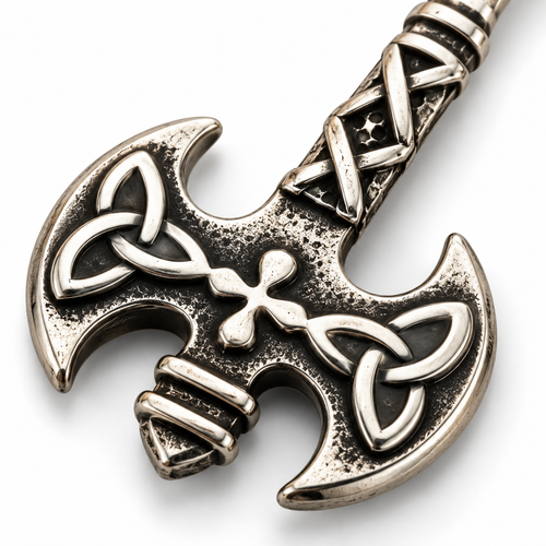 Men's Stainless Steel Axe Pendant Keychain EDC Keyring - alternate view