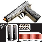 M1911 Engraved Pattern Soft Bullet Pistol Gun - Shell Throwing Blowback Blaster