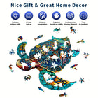 Majestic Sea Turtle Wooden Jigsaw Puzzle Unique Animal Shaped Pieces